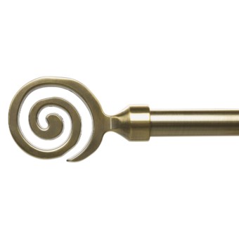 Versailles Spiral Finial Curtain Rod Set - Adjusts 28-48” in Antique Brass