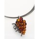Vessel 12-Strand Wire Necklace with Grape Cluster Pendant - Honey Amber (For Women)