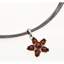 Vessel 12-Strand Wire Necklace with Star Pendant - Honey Amber (For Women) in Amber/Silver - Closeouts