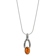 Vessel 18” Honey Amber Pendant Necklace in Honey Amber/Sterling Silver - Closeouts