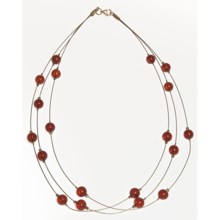 Vessel Amber Bead Necklace - Gold Tone, 16" (For Women) in Amber/Gold - Closeouts