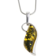 Vessel Amber Swirl Pendant Necklace - Green Amber in Green Amber/Sterling Silver - Closeouts