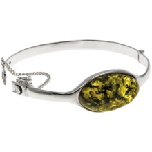 Vessel Green Amber Bangle Bracelet in Green Amber/Sterling Silver - Closeouts