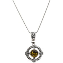 Vessel Green Amber Celtic 8mm Snake Necklace - 18” in Green Amber/Sterling Silver - Closeouts