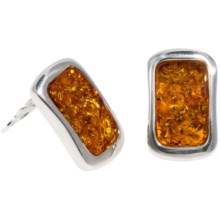 Vessel Honey Amber Earrings - Clip-Ons in Honey Amber/Sterling Silver - Closeouts