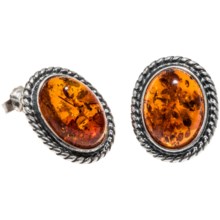 Vessel Honey Amber Oxidized Braid Earrings - Post Backs in Honey Amber/Sterling Silver - Closeouts