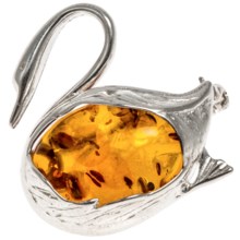 Vessel Swan Pin - Honey Amber, Sterling Silver in Honey Amber/Sterling Silver - Closeouts