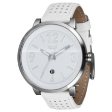Vestal Doppler Slim Watch - Leather Strap in White/Brushed Silver - Closeouts