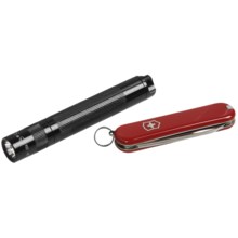 Victorinox Swiss Army Classic Pocket Knife and Maglite Flashlight Set in Red/Black - Closeouts