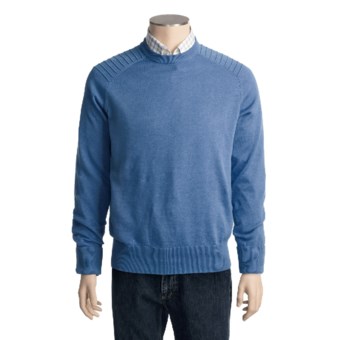 Victorinox Swiss Army Linen-Cotton Sweater - Ottoman Stitching (For Men) in Cascade Blue