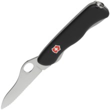 Victorinox Swiss Army Sentinel Clip Folding Pocket Knife - Serrated Edge, Liner Lock in Black - Closeouts