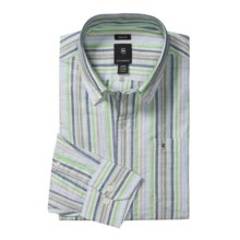 Victorinox Swiss Army Stripe Shirt - Linen-Cotton, Long Sleeve (For Men) in Turf Green - Closeouts