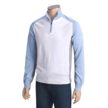 Victorious Combed Cotton Sweater - Tri-Color, Zip Neck (For Men) in Classic White - Closeouts
