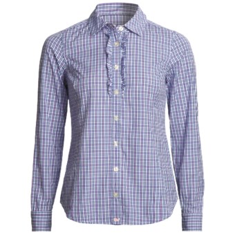 Vineyard Vines Launch Plaid Boyfriend Shirt - Ruffled, Long Sleeve (For Women) in Marine