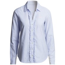 Vineyard Vines Striped Ruffled Oxford Shirt - Long Sleeve (For Women) in Club Blue - Closeouts