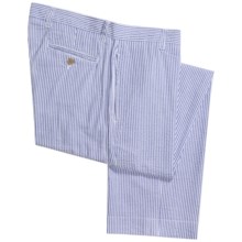 Vintage 1946 Cotton Seersucker Pants - Flat Front (For Men) in Navy/White - Closeouts