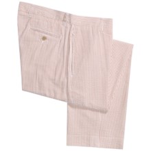 Vintage 1946 Cotton Seersucker Pants - Flat Front (For Men) in Tan/White - Closeouts