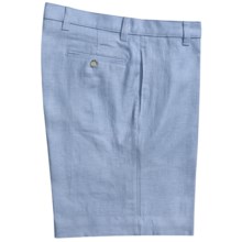 Vintage 1946 Linen Shorts - Flat Front (For Men) in Light Blue - Closeouts
