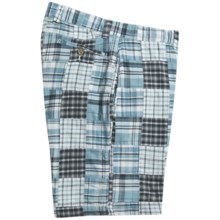 Vintage 1946 Patchwork Cotton Madras Shorts (For Men) in Blue/White Patch - Closeouts