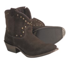 Vintage Luisa Studded Western Zip Boots - Short (For Women) in Brown Suede - Closeouts