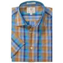 Viyella Check Shirt - Spread Collar, Short Sleeve (For Men) in Gold/Blue - Closeouts