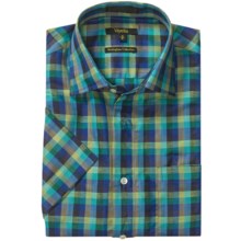 Viyella Check Shirt - Spread Collar, Short Sleeve (For Men) in Navy/Green - Closeouts