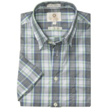 Viyella Cotton Check Shirt - Hidden Button-Down Collar, Short Sleeve (For Men) in Charcoal/Green - Closeouts