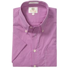Viyella Cotton Check Shirt - Large Button-Down Collar, Short Sleeve (For Men) in Magenta - Closeouts