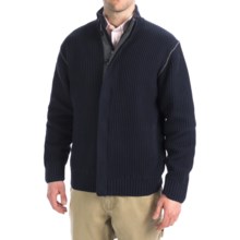 Viyella Cotton Full-Zip Sweater - Knit Collar (For Men) in Blue/Grey - Closeouts