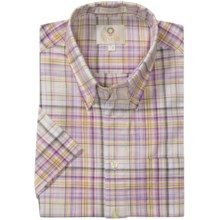 Viyella Cotton Plaid Sport Shirt - Button Down, Short Sleeve (For Men) in Mauve - Closeouts