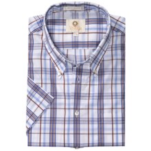 Viyella Cotton Plaid Sport Shirt - Button Down, Short Sleeve (For Men) in Straw - Closeouts
