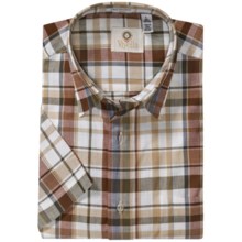 Viyella Cotton Plaid Sport Shirt - Short Sleeve (For Men) in Brown/Natural/Taupe/Black - Closeouts