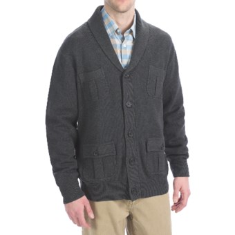 Viyella Cotton Shawl Cardigan Sweater - Button-Up (For Men) in Charcoal