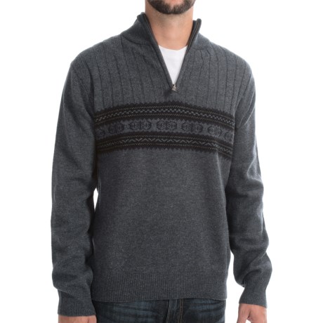 Viyella Lambswool Sweater Zip Mock Neck (For Men)