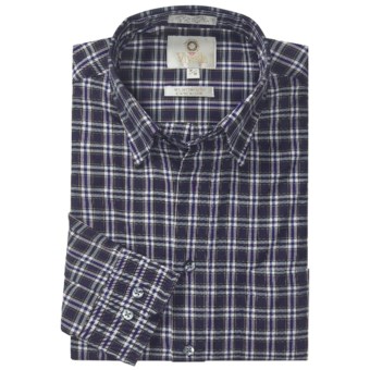 Viyella Multi-Check Sport Shirt - Hidden Button-Down Collar, Long Sleeve (For Men) in Grape