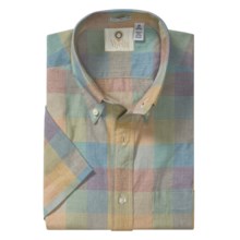 Viyella Multi-Madras Plaid Sport Shirt - Short Sleeve (For Men) in Green/Red/Beige - Closeouts