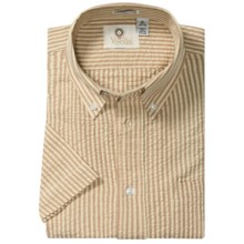 Viyella Multi-Stripe Seersucker Sport Shirt - Short Sleeve (For Men) in Brown/Beige - Closeouts