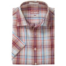 Viyella Multi-Windowpane Shirt - Spread Collar, Short Sleeve (For Men) in Cardinal Red - Closeouts
