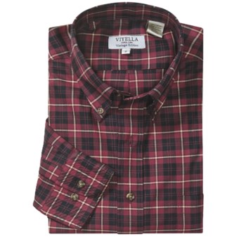 Viyella Plaid Sport Shirt - Button-Down Collar, Cotton Twill, Long Sleeve (For Men) in Raspberry/Black