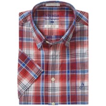 Viyella Southhampton Plaid Shirt - Hidden Button-Down Collar, Short Sleeve (For Men) in Orange/Blue/Black - Closeouts