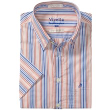 Viyella Southhampton Stripe Shirt - Short Sleeve (For Men) in Blue/Orange - Closeouts