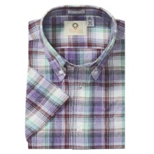 Viyella Vintage Distressed Madras Plaid Shirt - Short Sleeve (For Men) in Purple/Teal/Rust - Closeouts
