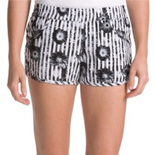 Volcom Rev Up Beach Shorts - Linen Blend (For Women) in Black Combo - Closeouts
