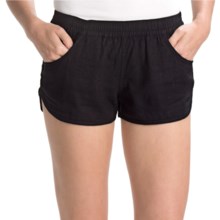 Volcom Rev Up Beach Shorts - Linen Blend (For Women) in Black - Closeouts
