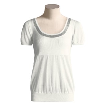 Votre Nom Metallic Detailed Sweater - Short Sleeve (For Women)
