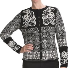Vrikke Nordic Wool Ski Cardigan Sweater (For Women) in Black - Closeouts