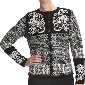 Vrikke Nordic Wool Ski Cardigan Sweater (For Women) in Black