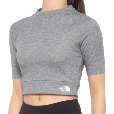 The North Face Vyrtue Crop Top - Short Sleeve (For Women) - TNF BLACK HEATHER (XL )