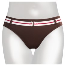 Waist-Tie Bikini Swimsuit Bottoms (For Women) in Brown/White/Red - Closeouts