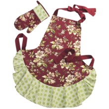 Waverly Apron and Oven Mitt Set in Lauren Canyon/Cardinal - Closeouts